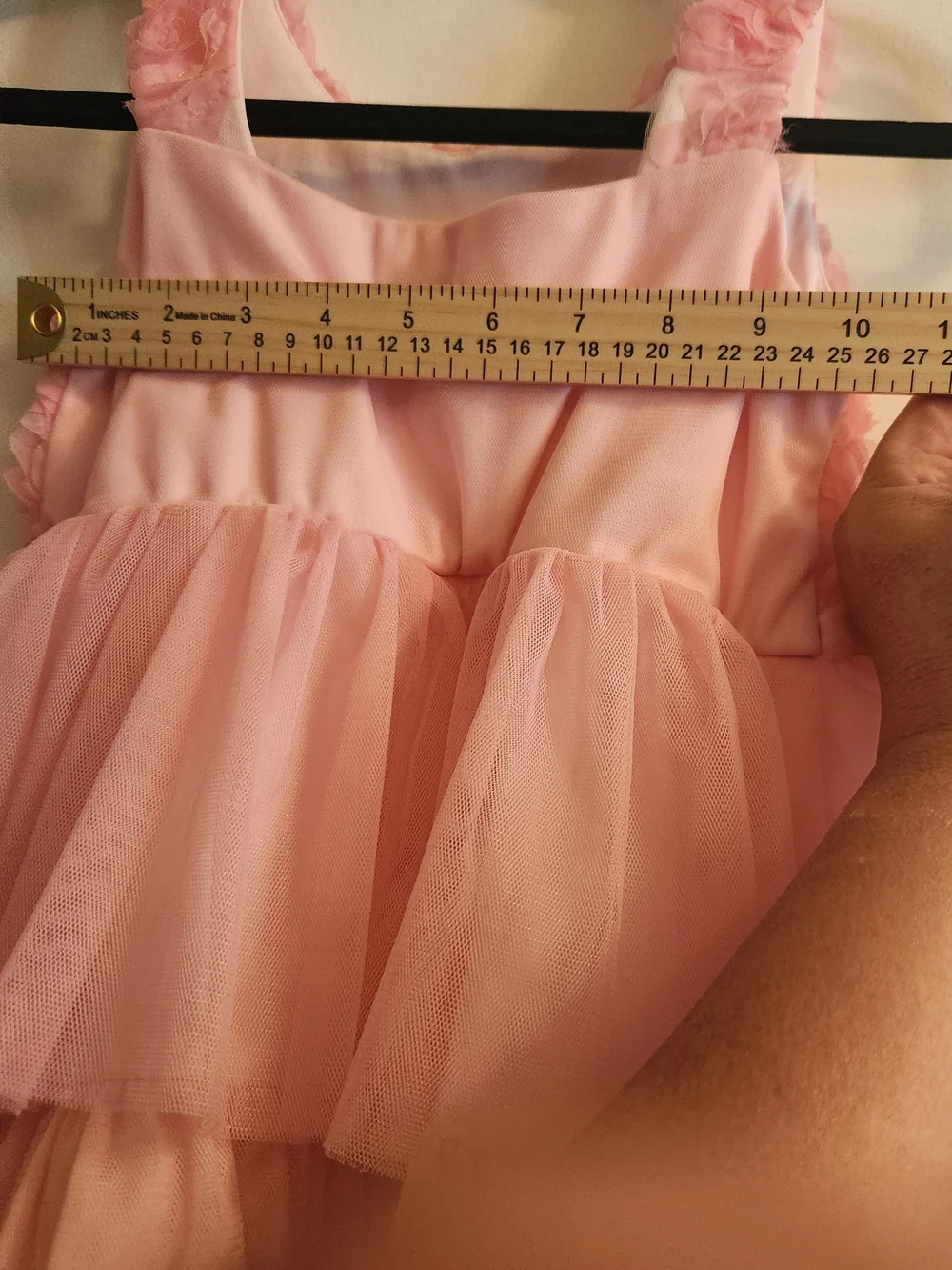 Bonnie Jean Pink Rose Applique Tiered Tulle Dress Size 6x